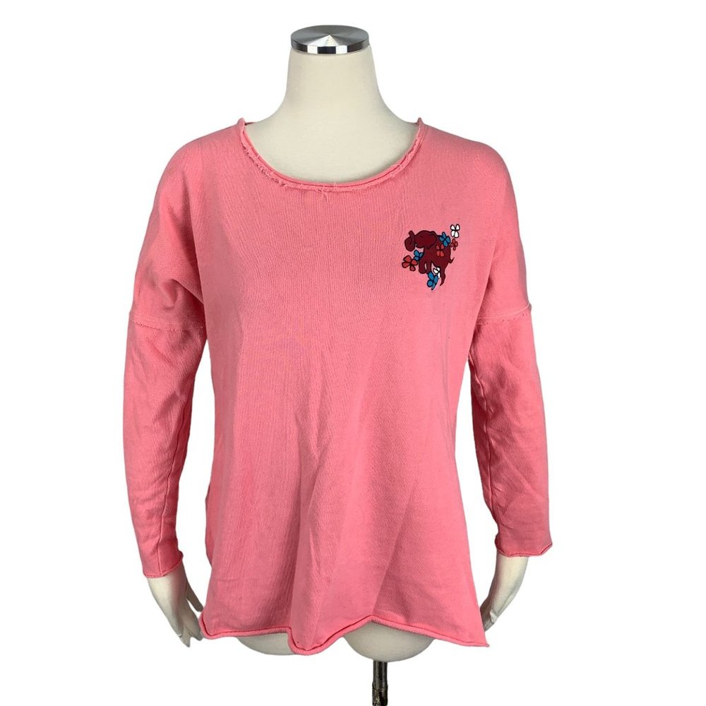 Crown & Ivy Small Sweatshirt Elephant Pink Long Sleeve Preppy Casual